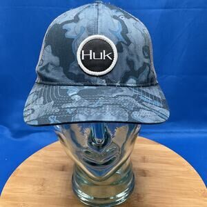 Huk Mens Classic Performance Blue Camo Snapback Hat Cap